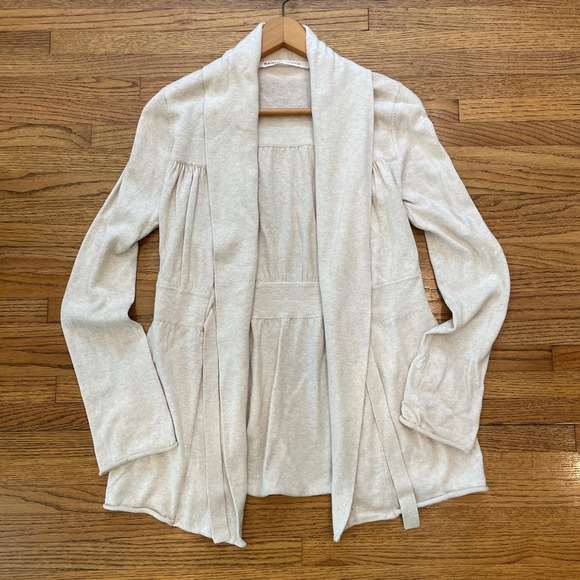 Athleta Niyama Cashmere Blend Wrap Cardigan Sweater Cream Shawl Collar EUC XXS - Picture 7 of 12